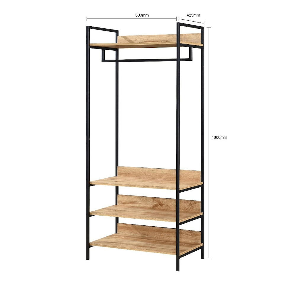 image 1 of Alva Open Wardrobe with 4 Shelves Brown | Oak