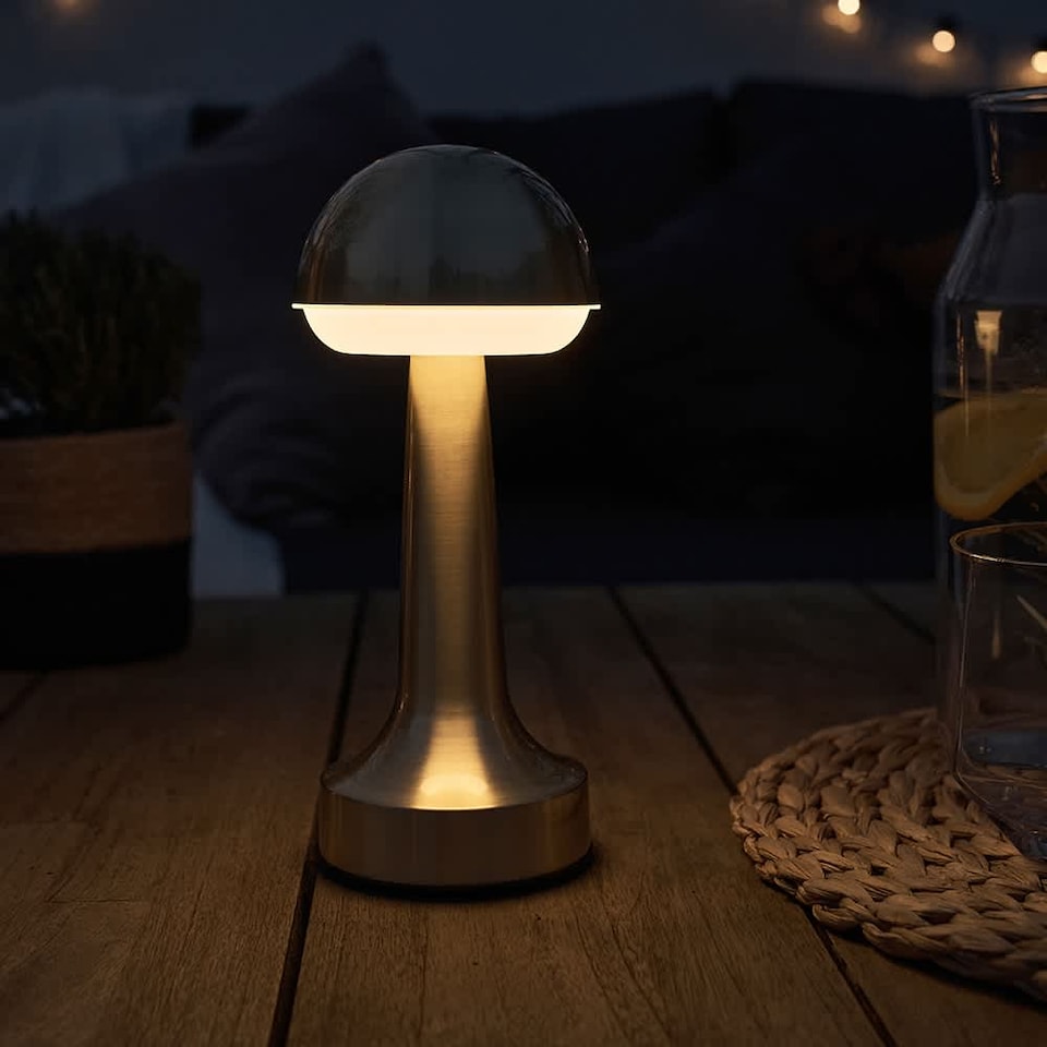 image 1 of ValueLights Set of 3 Troy Brass LED Rechargeable Touch Table Lamp