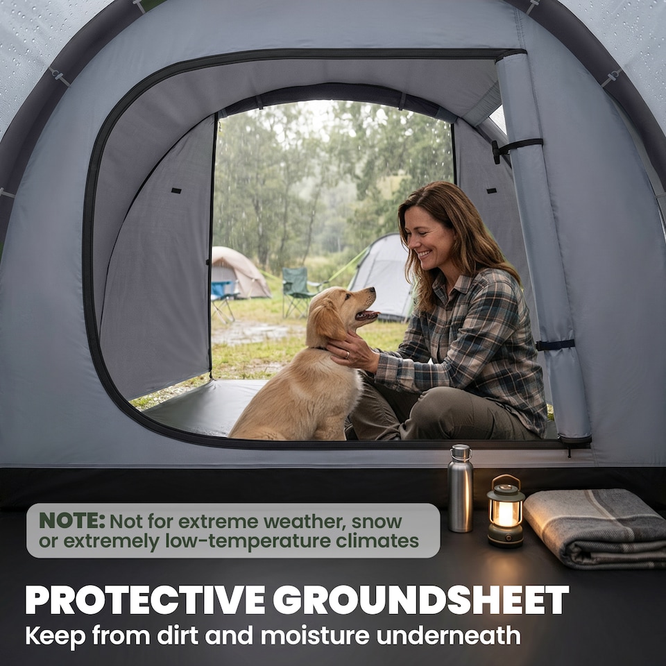image 1 of Outsunny 2 Man Camping Tent with 2 Rooms Porch Vents Rainfly, Dark Grey