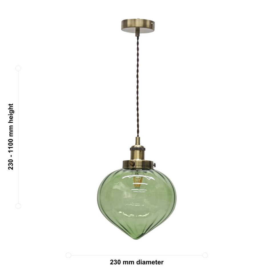 image 1 of Layla - Green Vintage Design Pendant Light with Antique Brass Flex Set