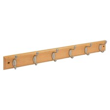 Ashley Deluxe Wooden Wall-Mounted Coat Rack - 6 Hook - Pine