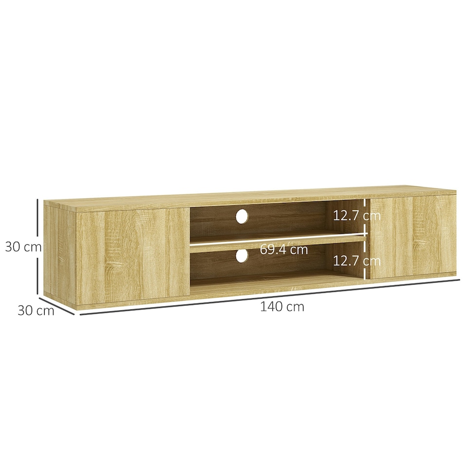 image 1 of HOMCOM Floating TV Unit for 60" TVs W/ Shelves and Cabinets