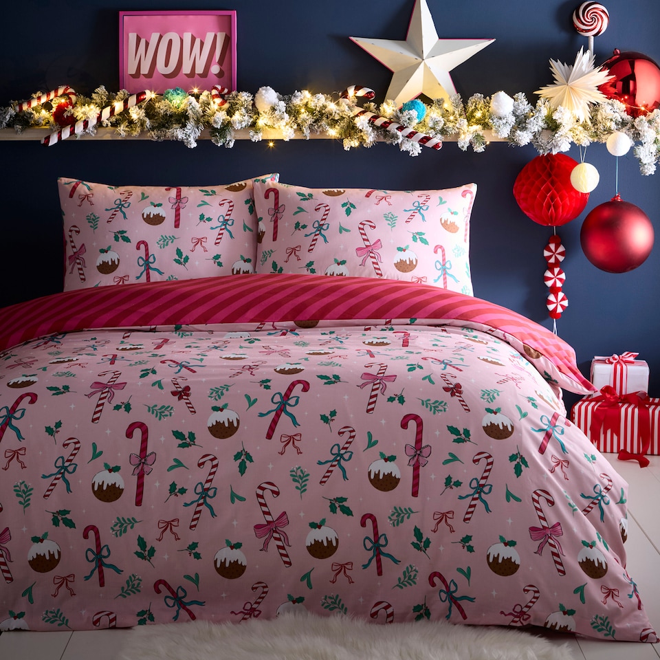 image 1 of Fusion Festive Fancy Duvet Cover Set Pink