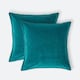 image 1 of Homescapes Set of 2 Teal Green Velvet Cushion Covers - 40 x 40 cm