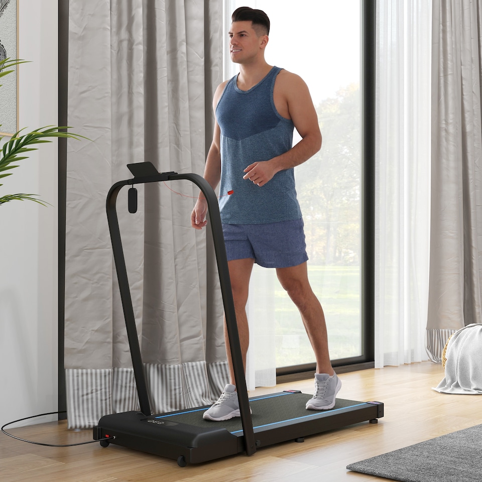 image 1 of SPORTNOW 2.5HP Folding Treadmill Walking Pad with LED Display, No Assembly Blue