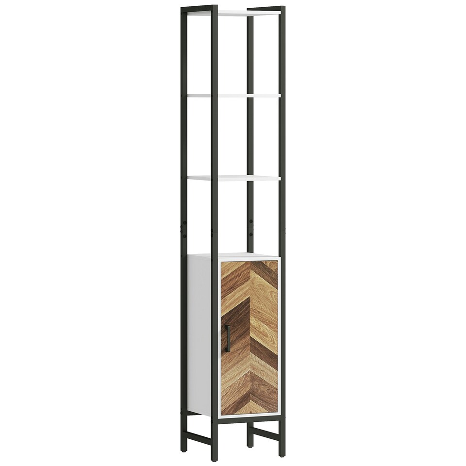 image 1 of HOMCOM Tall Bathroom Storage Cabinet with 3 Shelves, 30 x 30 x 170 cm, White
