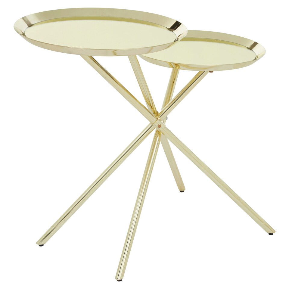 image 1 of Interiors by Premier Modern Side Table with Reflective Tops, Contemporary Side Table with Multiple Table Tops, Luxury Side Table Gold