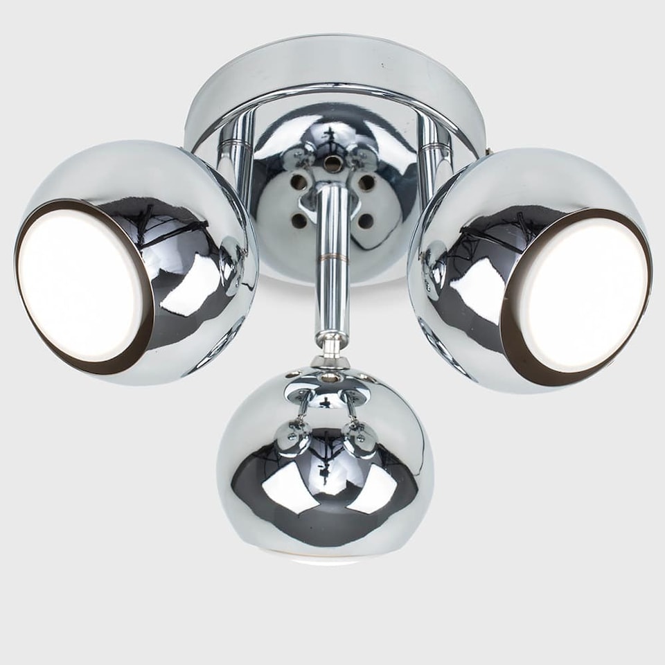 image 1 of ValueLights Retro Eyeball Polished Silver Spotlight and Warm White Bulb
