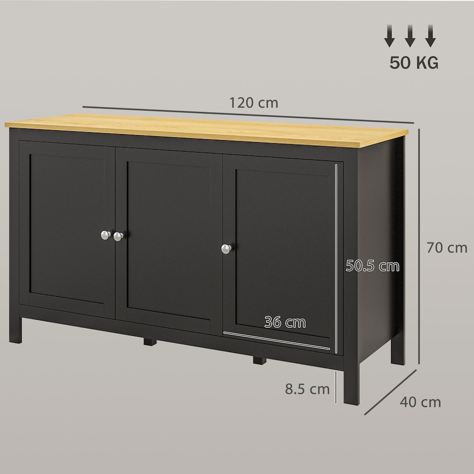 image 1 of HOMCOM Sideboard Buffet Storage Cabinet, Storage Cabinet with Doors, Black
