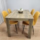 image 10 of Dining Table and 4 Chairs Rustic Effect Table with 4 Mustard Gem Patterned Chairs Brown