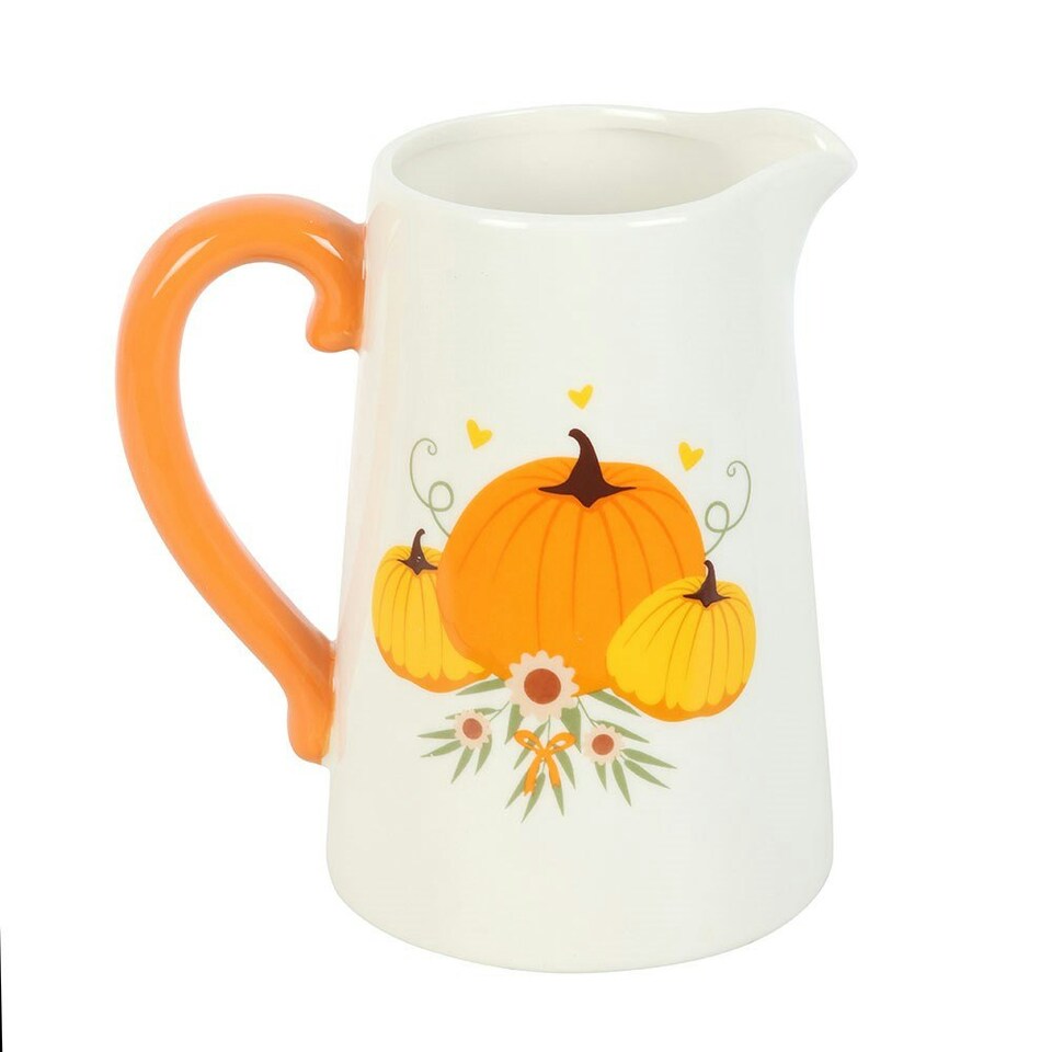 image 1 of Something Different Autumn Ceramic Pumpkin Flower Jug - White/Orange - One Size