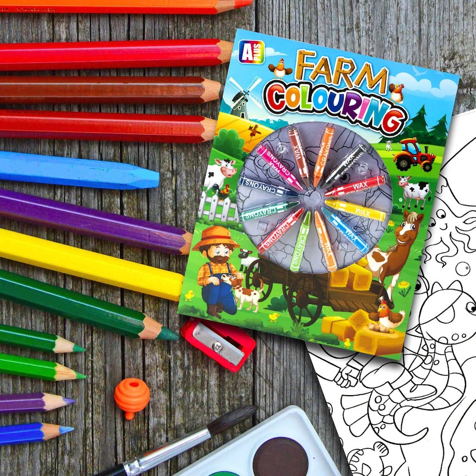 image 1 of VFM e-Store Colouring Book and 12-Crayon Set for Children