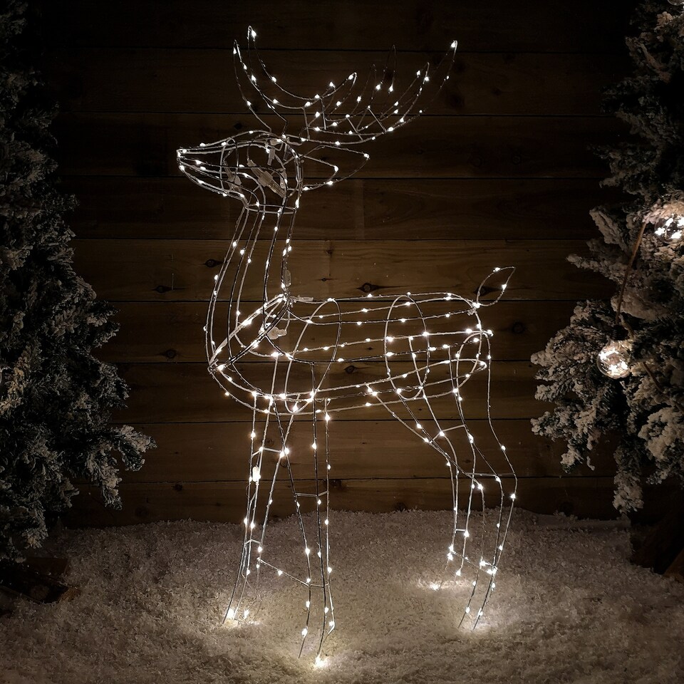 image 1 of 1.14m Outdoor Light Up Reindeer Christmas Decoration with Twinkling Warm White LEDs