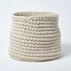 image 1 of Homescapes Natural Cotton Knitted Round Storage Basket - 42 x 37 cm | Cream | Natural | L
