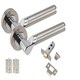 image 2 of Golden Grace 6 Sets Titan Design Modern Bathroom Door Handles Lever Latch on Round Rose in Satin Nickel and Polished Chrome with Pair of Ball Bearing Hinges Grey