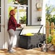 image 2 of Outsunny 311L Garden Storage Box, Outdoor Storage Box Waterproof with Lockable Lid and Gas Rods, Galvanised Steel Deck Box Container for Tools, Cushions, Accessories, Dark Grey