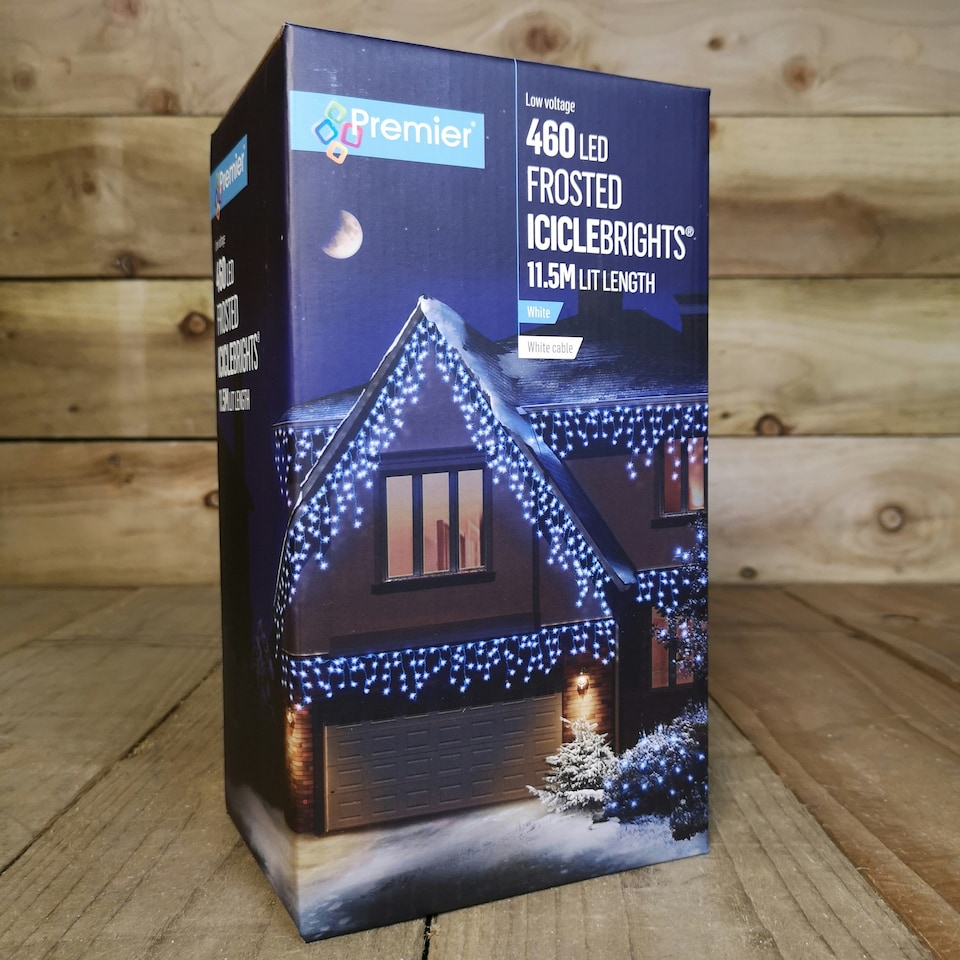 image 1 of 460 LED 11.5m Premier Christmas Outdoor 8 Function Icicle Lights Cool White