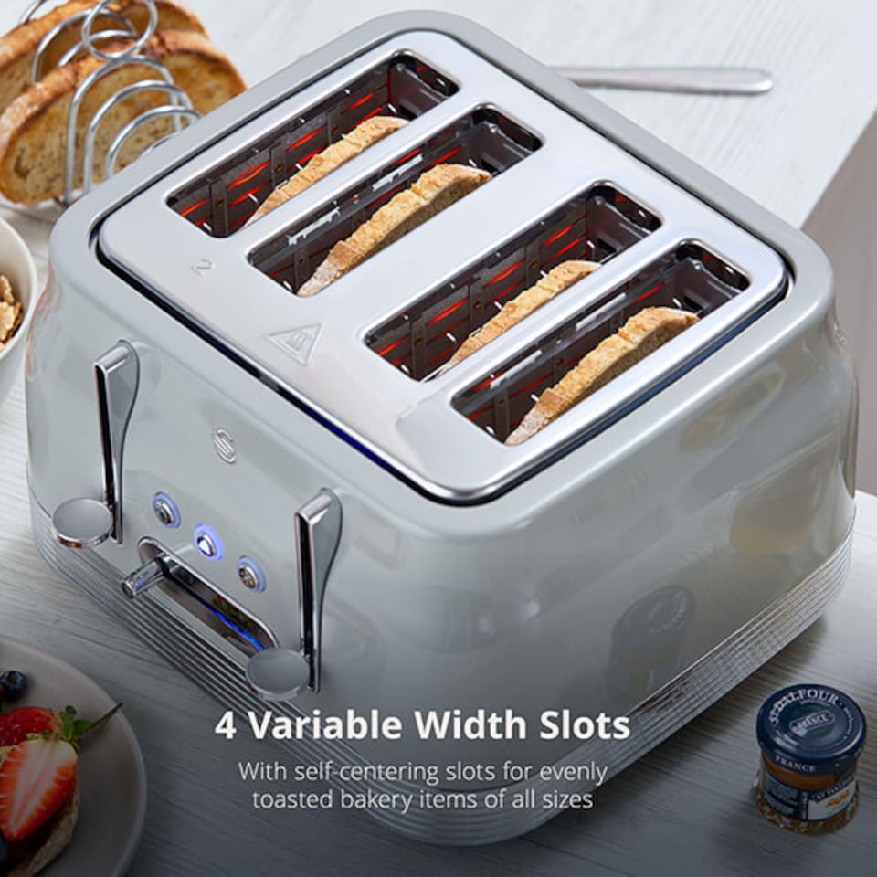 image 1 of Swan Retro Revive Grey 4 Slice Toaster