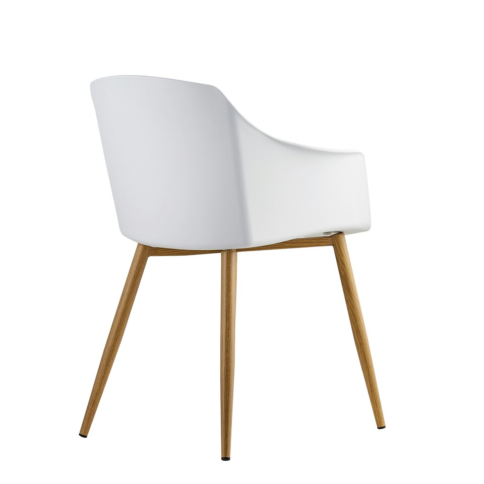 image 1 of Set of 2 Eden Modern Dining Chairs, Faux Leather Padded Cushion & Solid Wooden Legs White