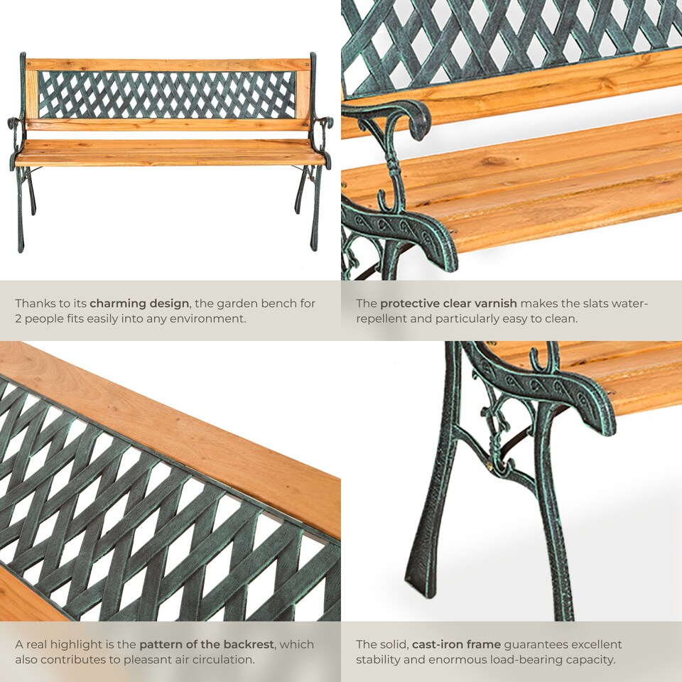 image 1 of Garden Bench Tamara - 2-seater, weatherproof, 128 x 51 x 73 cm | Brown | brown | 1