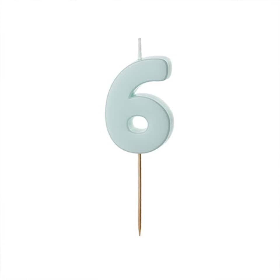 Mint Green Number 6 Shaped Candle 5.5cm
