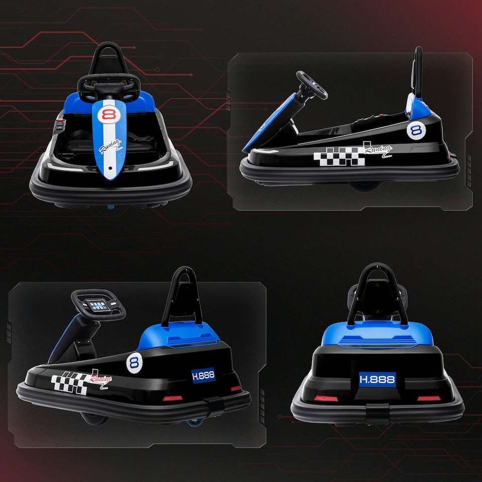 image 1 of HOMCOM 6V Kids Bumper Car, 360° Rotation Waltz Car w/ 2 Speeds - Black