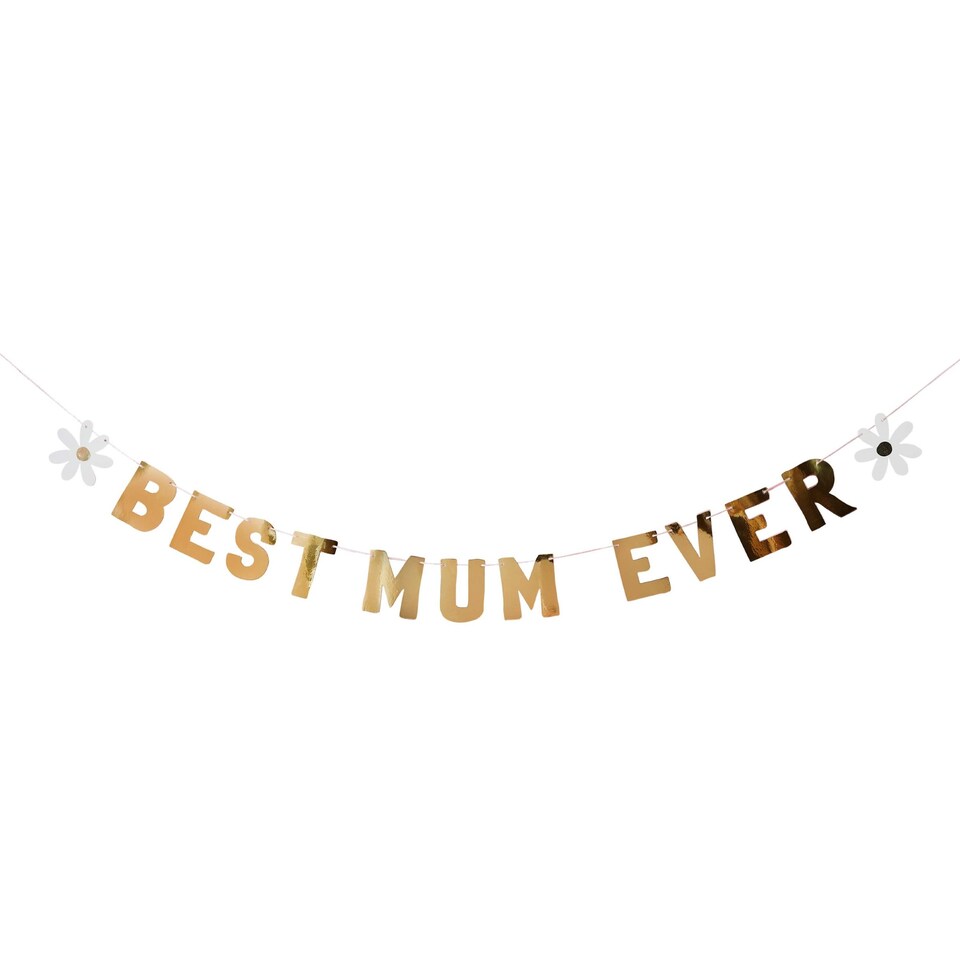 image 1 of Hootyballoo Gold 'Best Mum Ever' Card Banner 2m