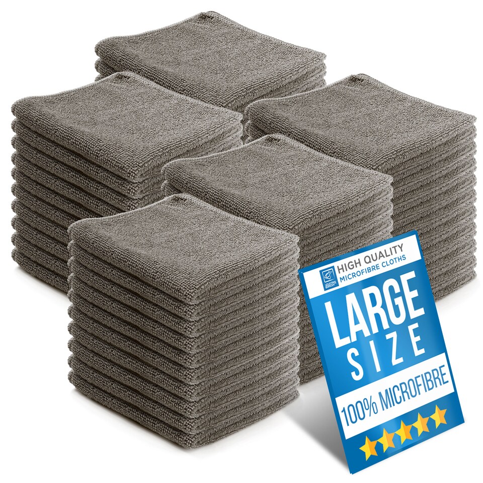 image 1 of Microfibre Cleaning Cloth 40x40cm Super Absorbent Lint Free Microfiber Cloths Cleaning for Home, Kitchen, Mirrors, Car - Pack of 50