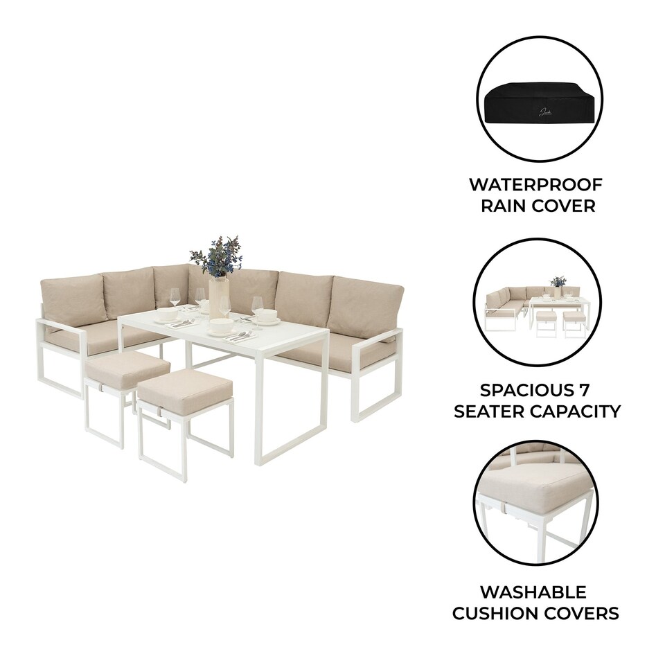 image 1 of Aluminium Corner Sofa Set - White