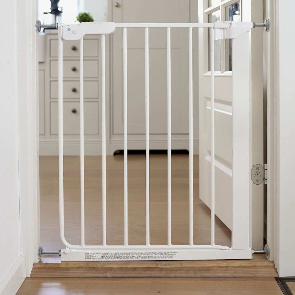 image 1 of Safetots Super Narrow Baby Gate, 60.5cm - 66.5cm, White, Child Safety Barrier, Pressure Fit Stair Gate | White | 1