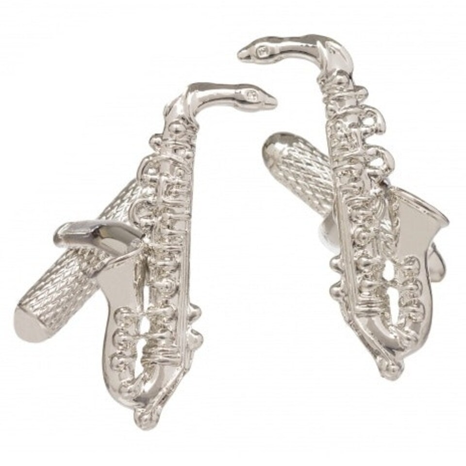 image 1 of Saxophone Cufflinks - Onyx Art CK130 Musician Novelty Cuffs
