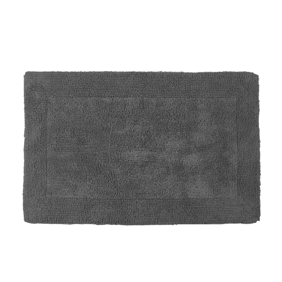 image 1 of Heavyweight Reversible Bath Mat Rug 53 x 85cm - Charcoal Grey