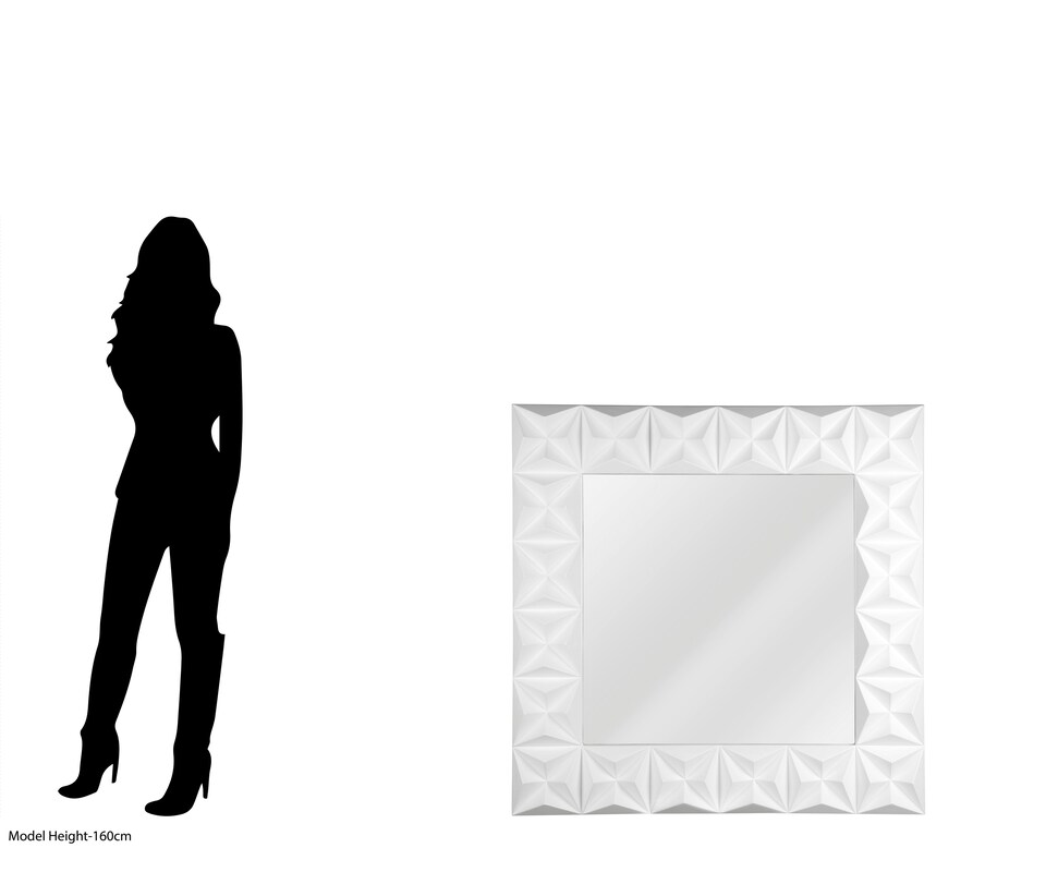image 1 of Orsina 3D Effect Wall Mirror with White High Gloss, Easy to Clean Bedroom Mirror, High-quality Bathroom Mirror