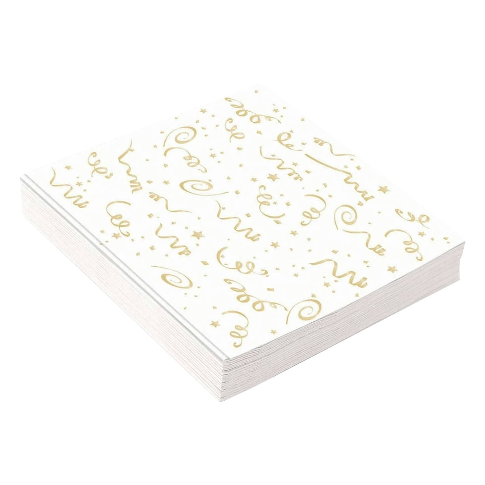 image 1 of Bristol Novelty Confetti Disposable Napkins (Pack of 16) - White/Gold - One Size White