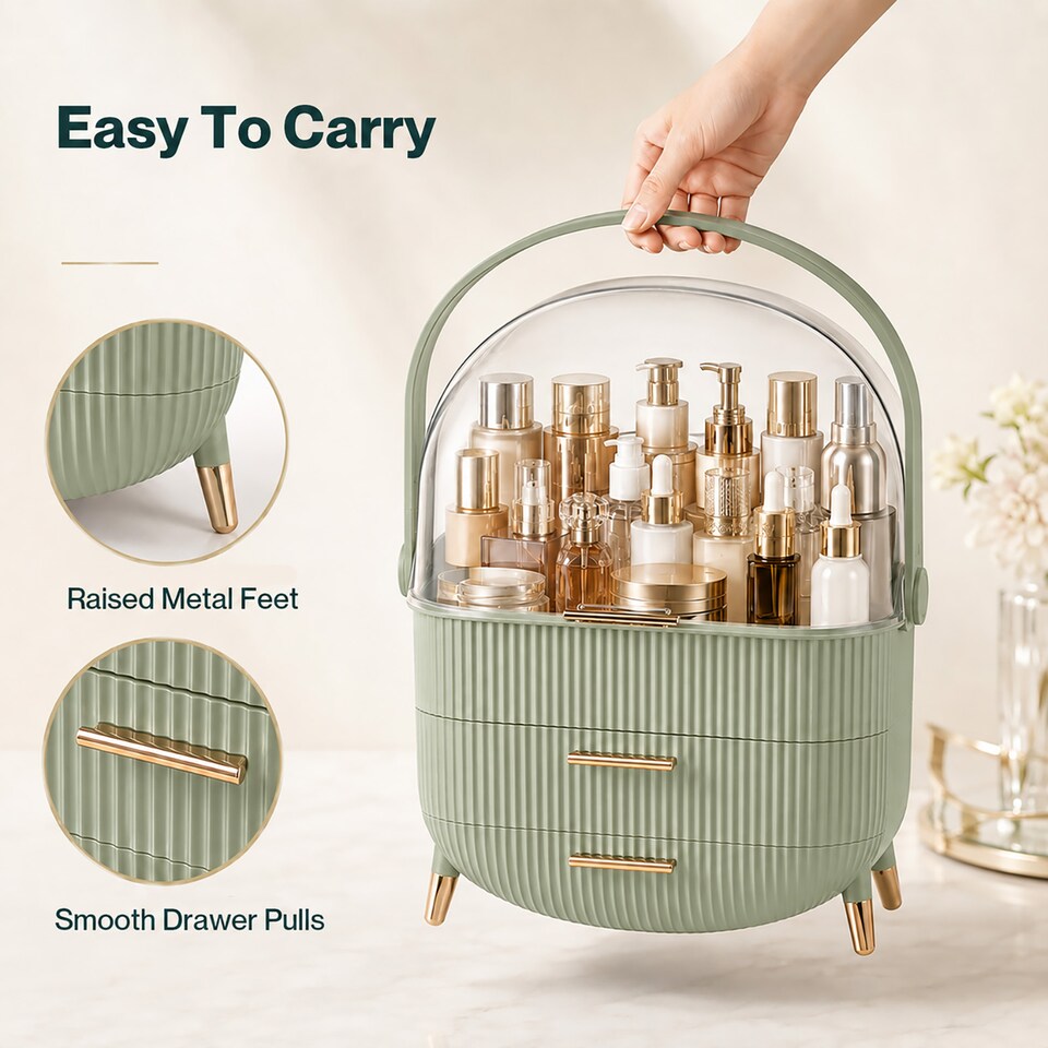 image 1 of ilus Makeup Organizer Case Drawer Portable Cosmetic Jewellery Storage Box