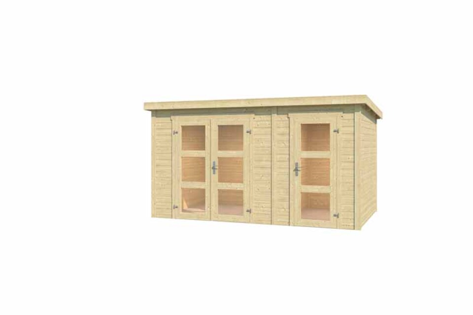 image 1 of Zambezi XL-Log Cabin, Wooden Garden Room, Timber Summerhouse, Home Office - L400 x W259.7 x H210.9 cm Brown