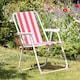 image 6 of Harbour Housewares Folding Metal Beach Chair - Red Stripe | Red | Red Stripe