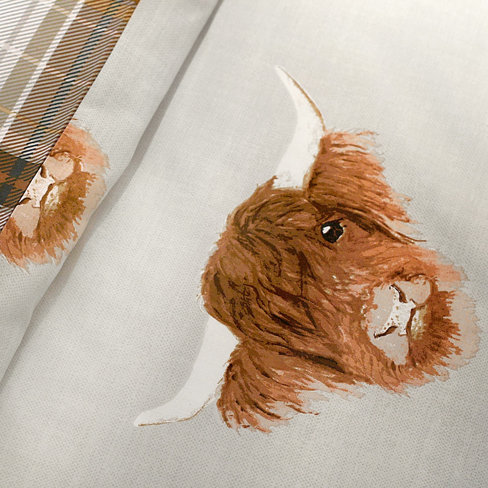 image 1 of Fusion Highland Cow Duvet Cover Set Ochre