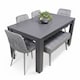 image 1 of Dining Table Set with Bench and 4 Grey Velvet Chairs Dark Grey Wood