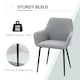 image 3 of HOMCOM Dining Chairs Upholstered Linen Fabric Metal Legs, Set of 2, Light Grey