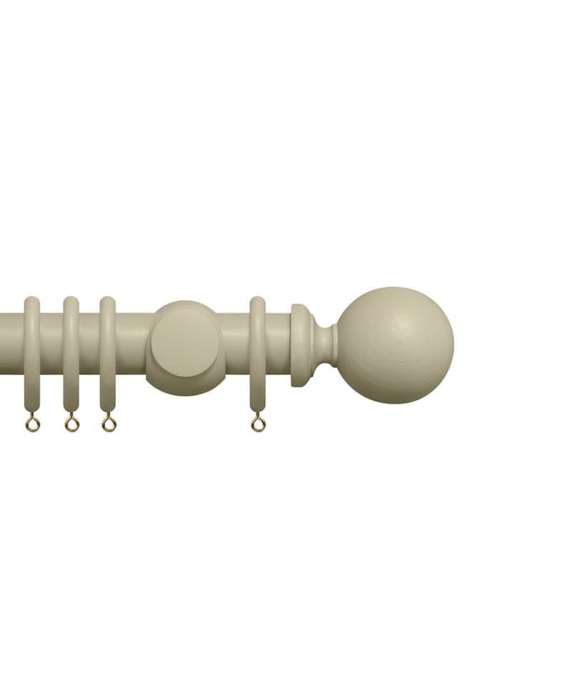 Premium 35mm Wooden Curtain Pole Set - Stone Grey 135cm | Grey | Stone Grey