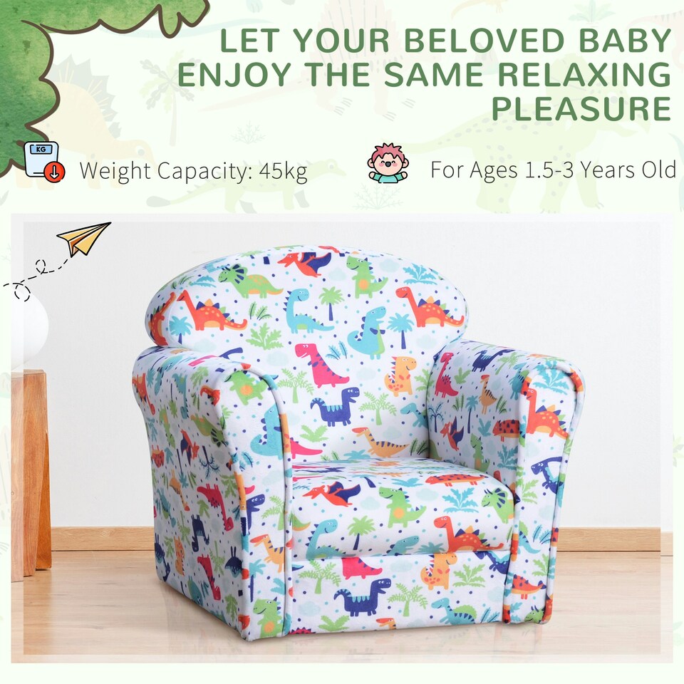 image 1 of HOMCOM Kids Armchair Toddler Sofa Foam Filled Upholstered Couch Rocket