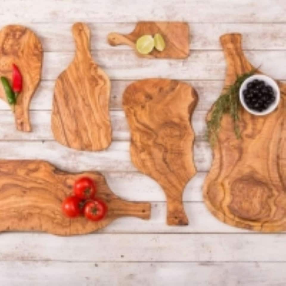 image 1 of Verano Spanish Ceramics Olive Wood Cheese Board w/ Handle - 40cm | Brown