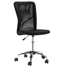 Vinsetto Office Chair, Armless Desk Chair, Adjustable Computer Swivel Chair with Rolling Wheels and Mesh Back for Home Work Study, Black