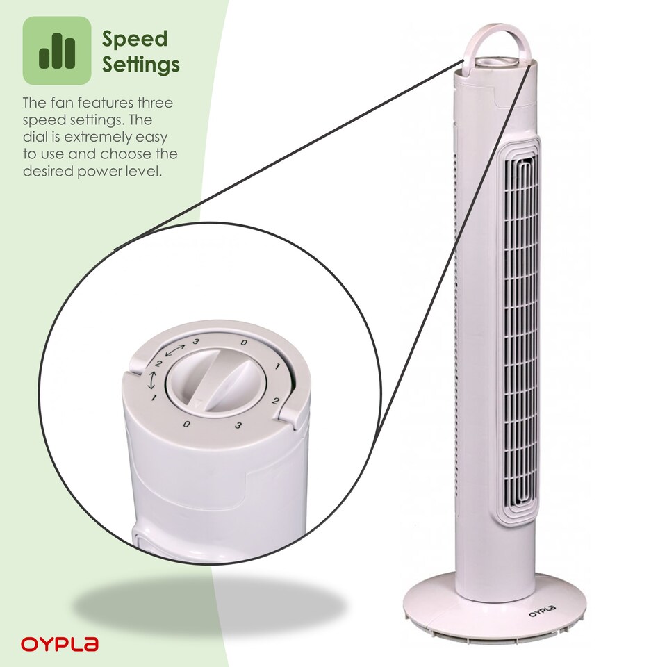 image 1 of 30 Inch Free Standing 3-Speed Oscillating Tower Cooling Fan