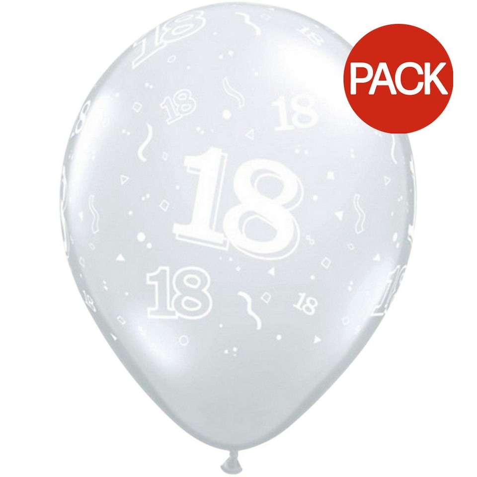 Qualatex Latex 18th Balloons (Pack of 2) - Clear - One Size