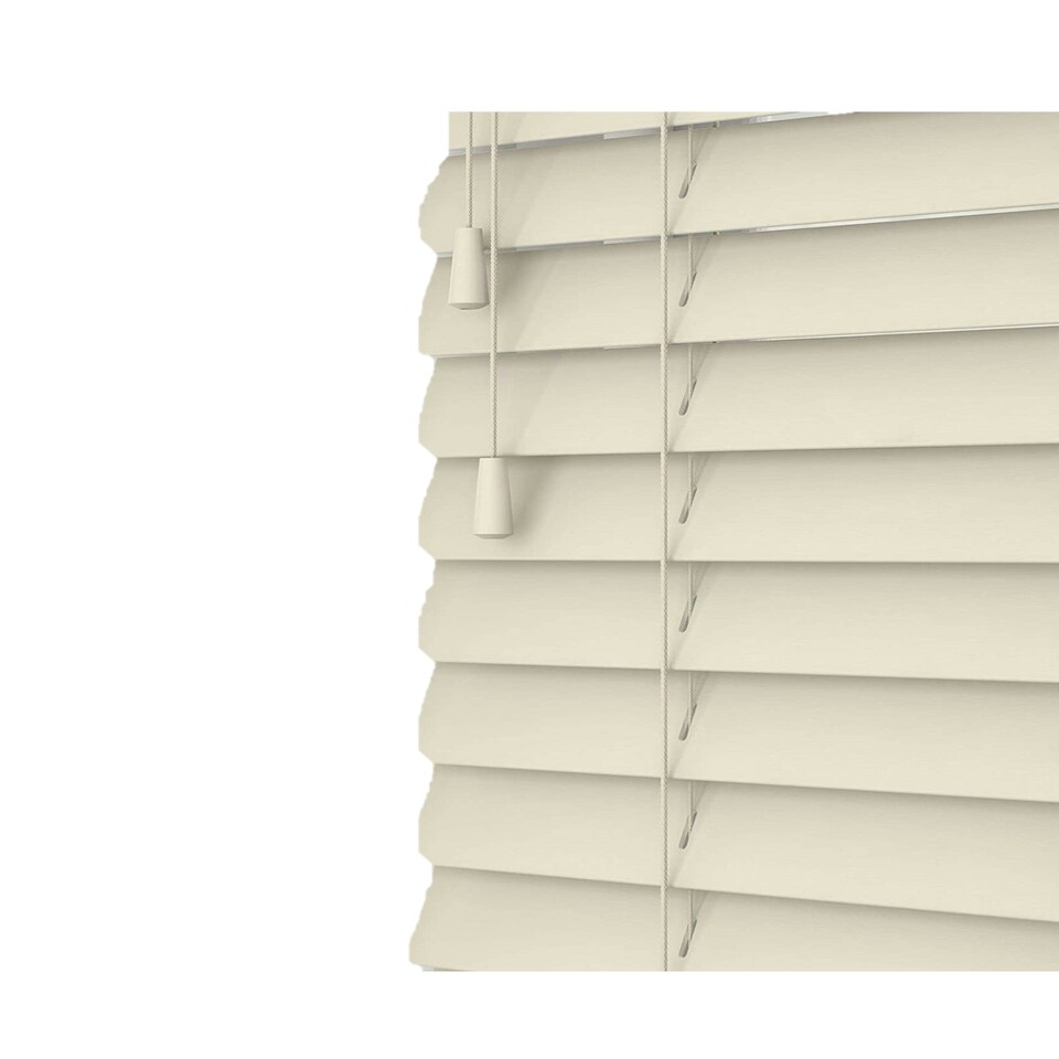 image 1 of 225cm Lunar Wooden Venetian Blinds With Strings (130cm drop) Cream | Cream