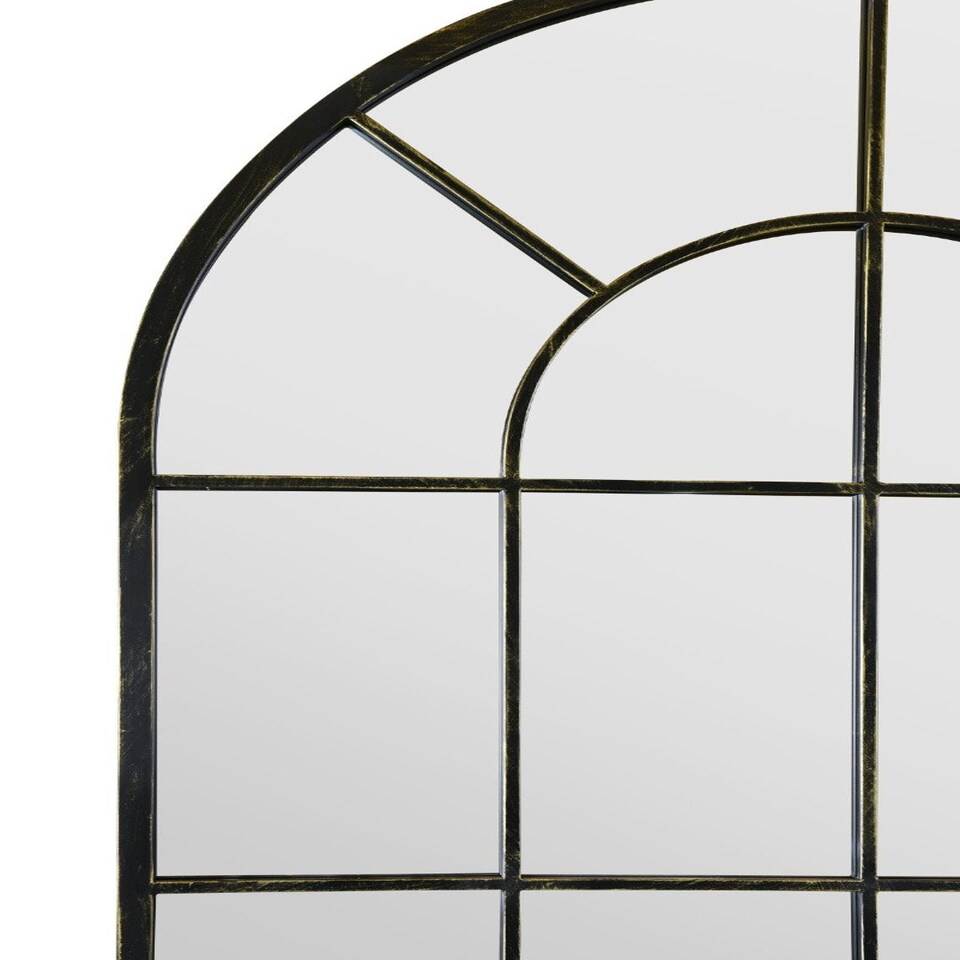 image 1 of The Arcus - Antique Black Framed Arched Window Leaner/Wall Mirror 71" X 33.5" (180x85CM) Black