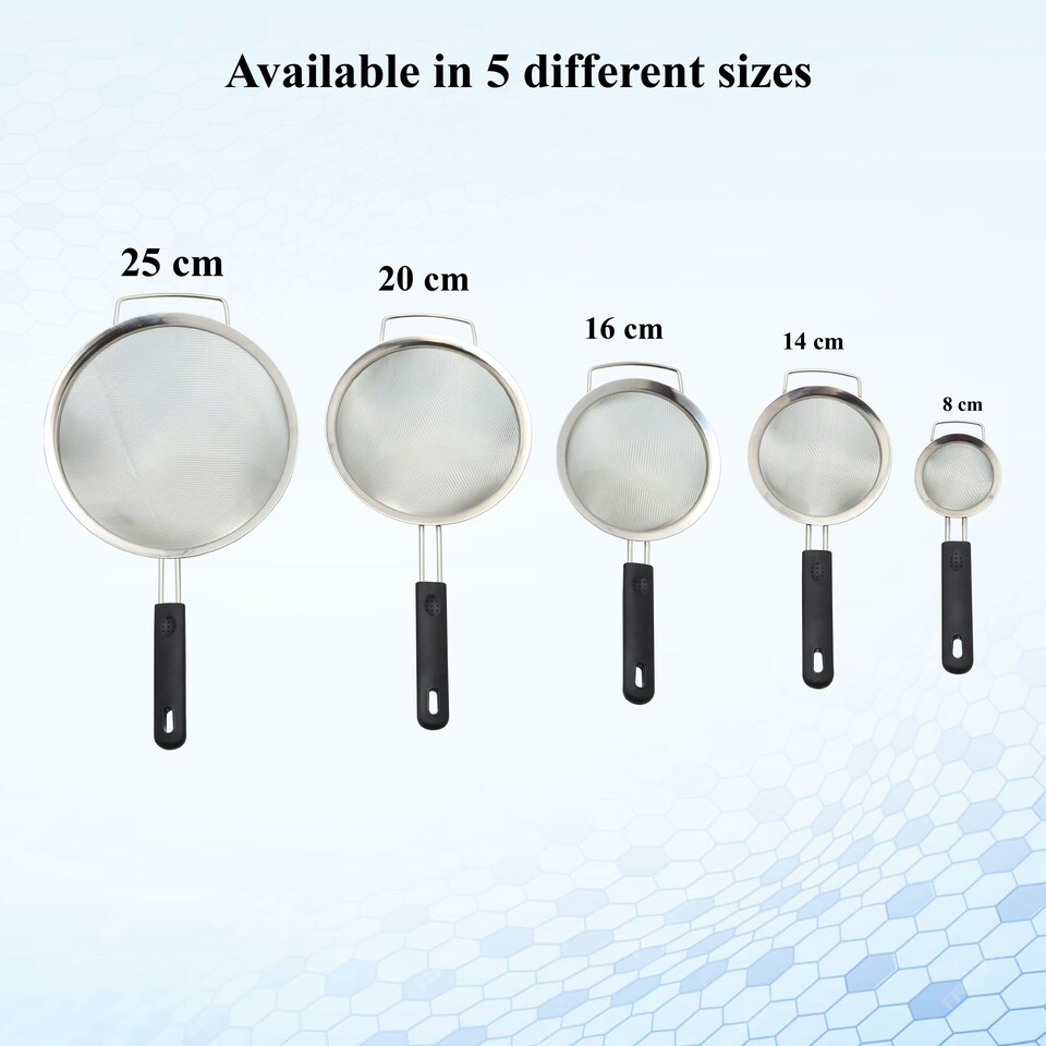 image 1 of Buckingham Stainless Steel Fine Mesh Sieve Strainer 16 cm Soft Touch Handle