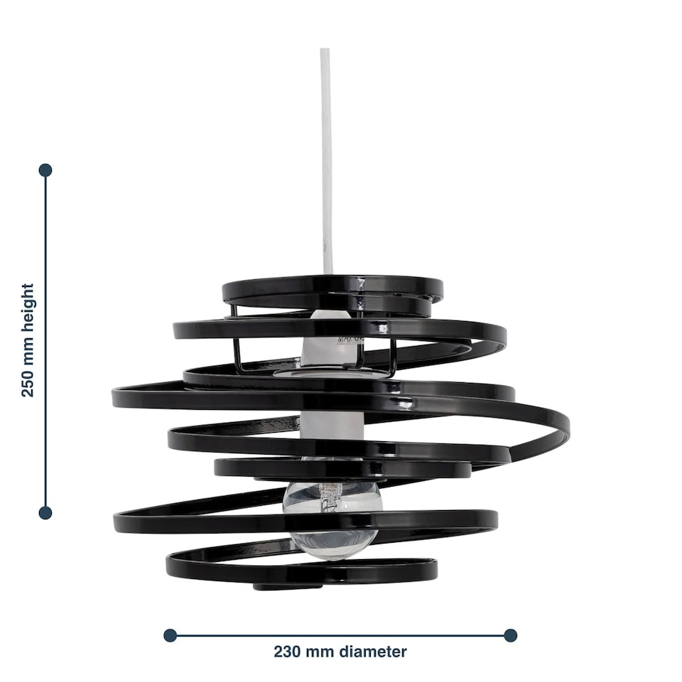 image 1 of Black Metal Swirl Easy Fit Light Shade | Black | Medium | 1